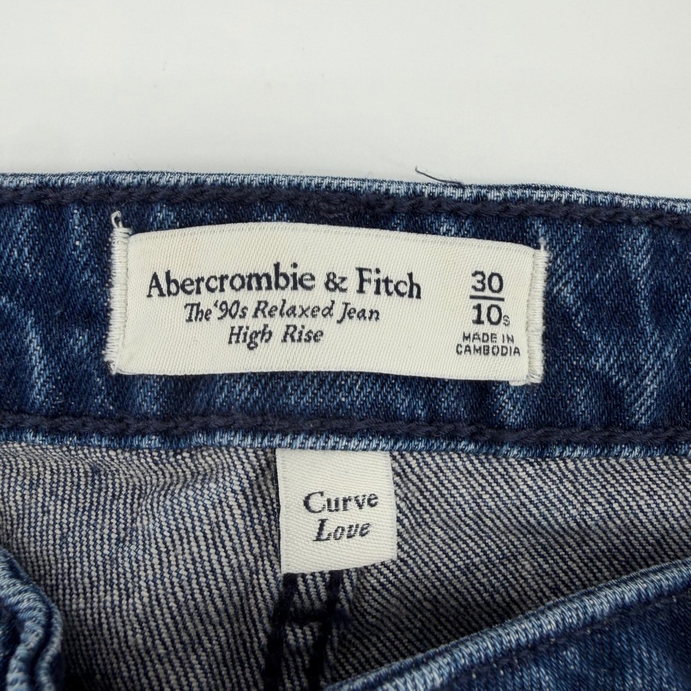 Abercrombie & Fitch 90s Relaxed Jean Women 30/10S Dark Blue High Rise Curve Love - Picture 4 of 9